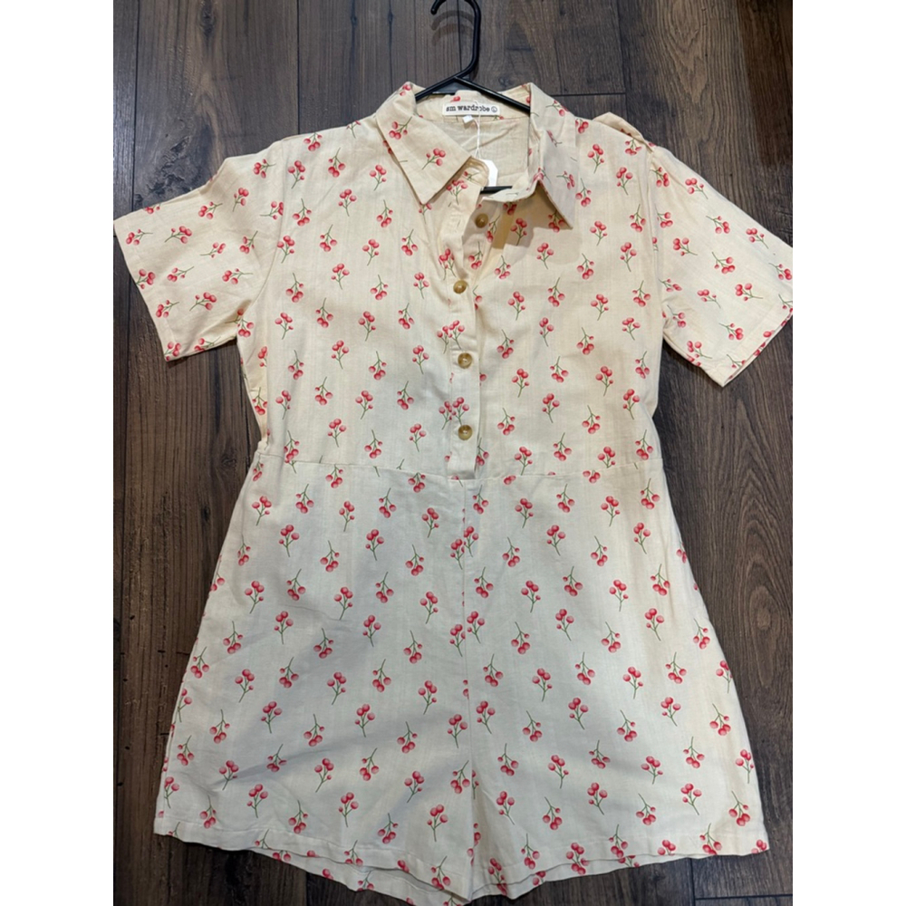 New SM WARDROBE Cherry Print Shortall Summer Large